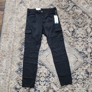 H&m Highrise Skinny Ankle  Black Cargo Motto Pants